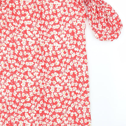 SheIn Girls Red Floral Rayon Shift  Size 11 Years