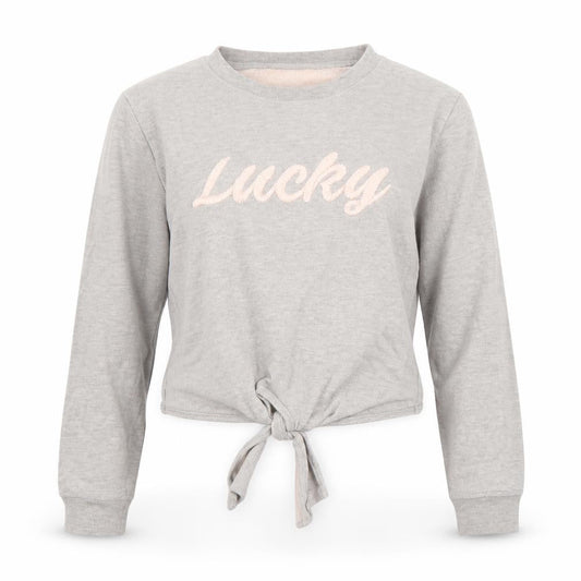Front view of Miss Selfridge women’s grey jumper, size UK 8