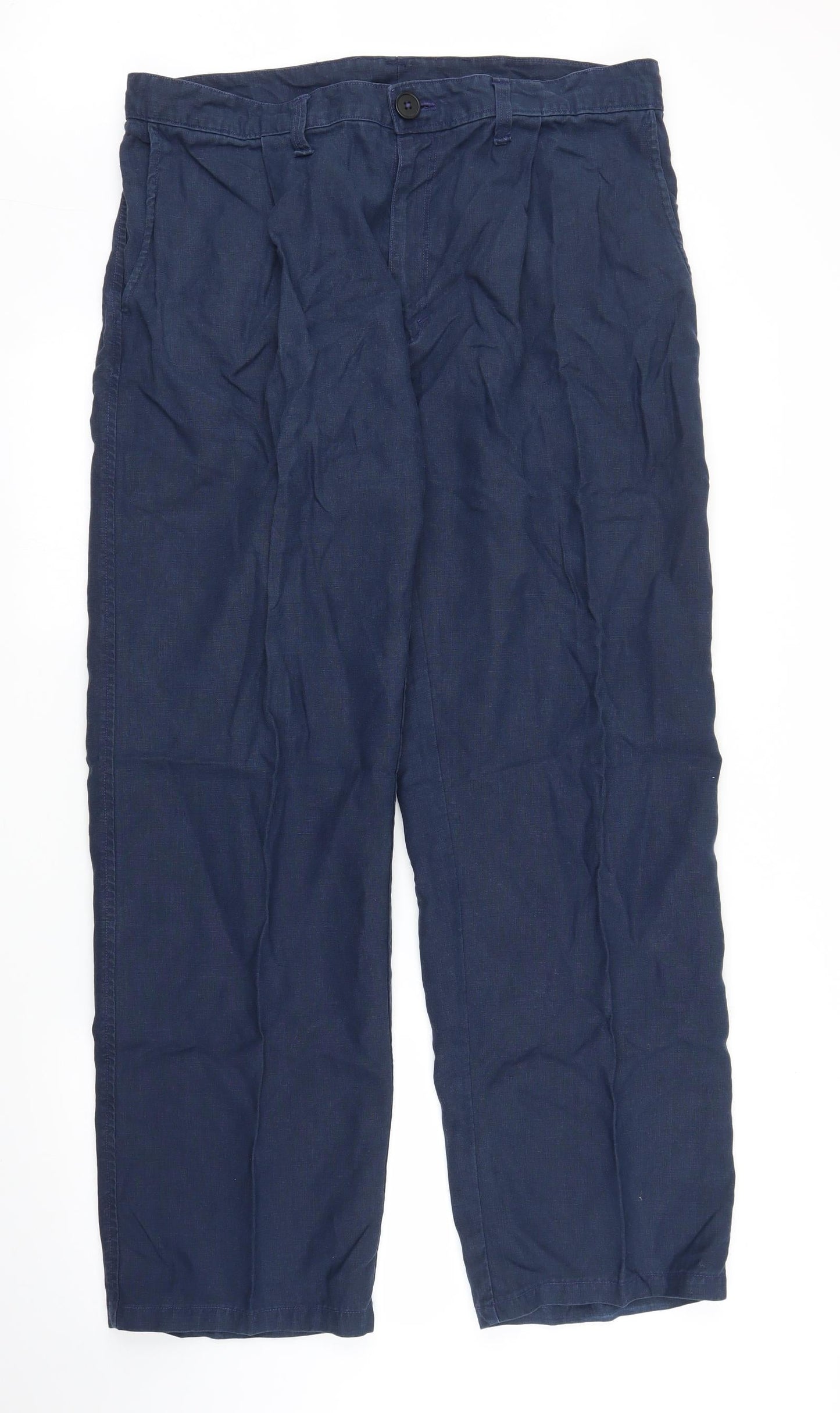 Womens UK Size 32 in Preworn Regular Fit Carpenter Blue Trousers