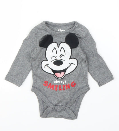 Primark Boys Grey   Babygrow One-Piece Size 0-3 Months  - Disney, Mickey Mouse