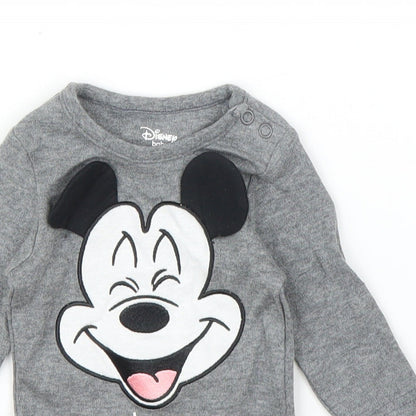 Primark Boys Grey   Babygrow One-Piece Size 0-3 Months  - Disney, Mickey Mouse