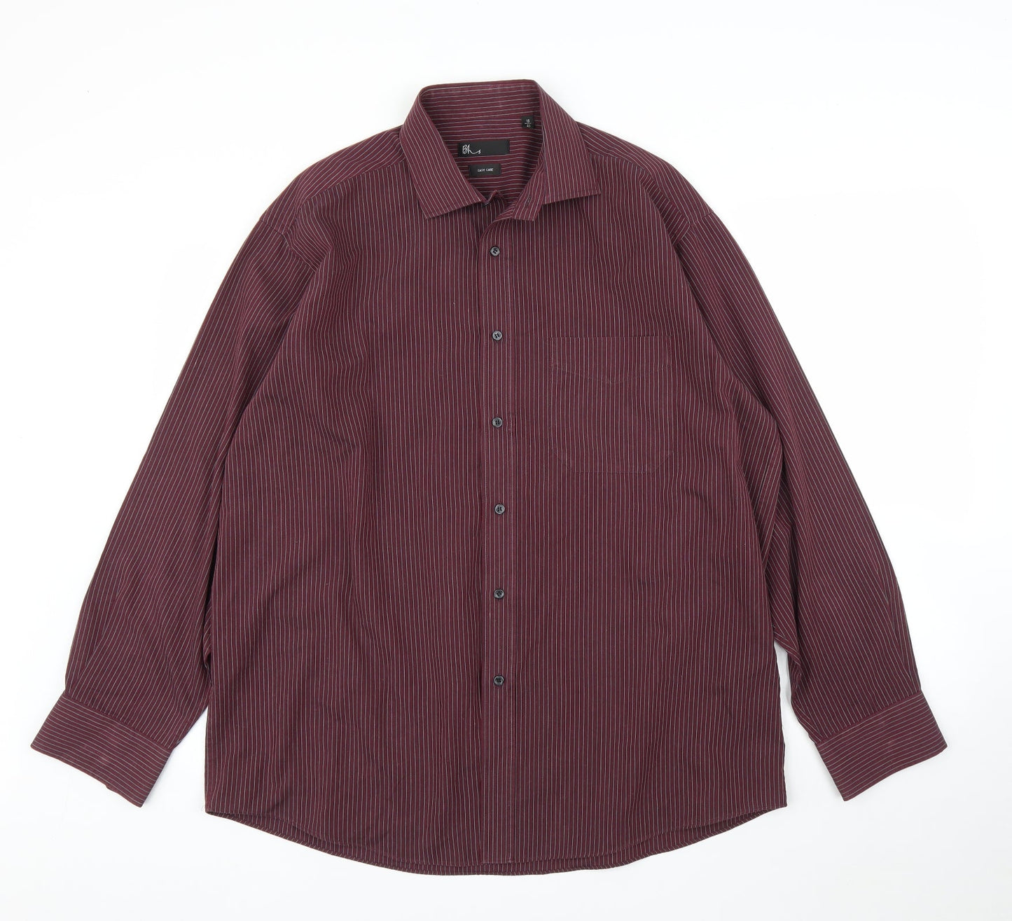 Mens UK Size 16 BHS Purple  Button-Up Long Sleeve Casual Shirt