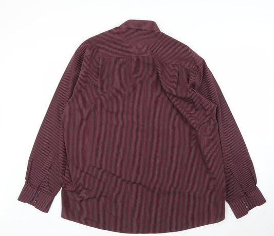 Mens UK Size 16 BHS Purple  Button-Up Long Sleeve Casual Shirt