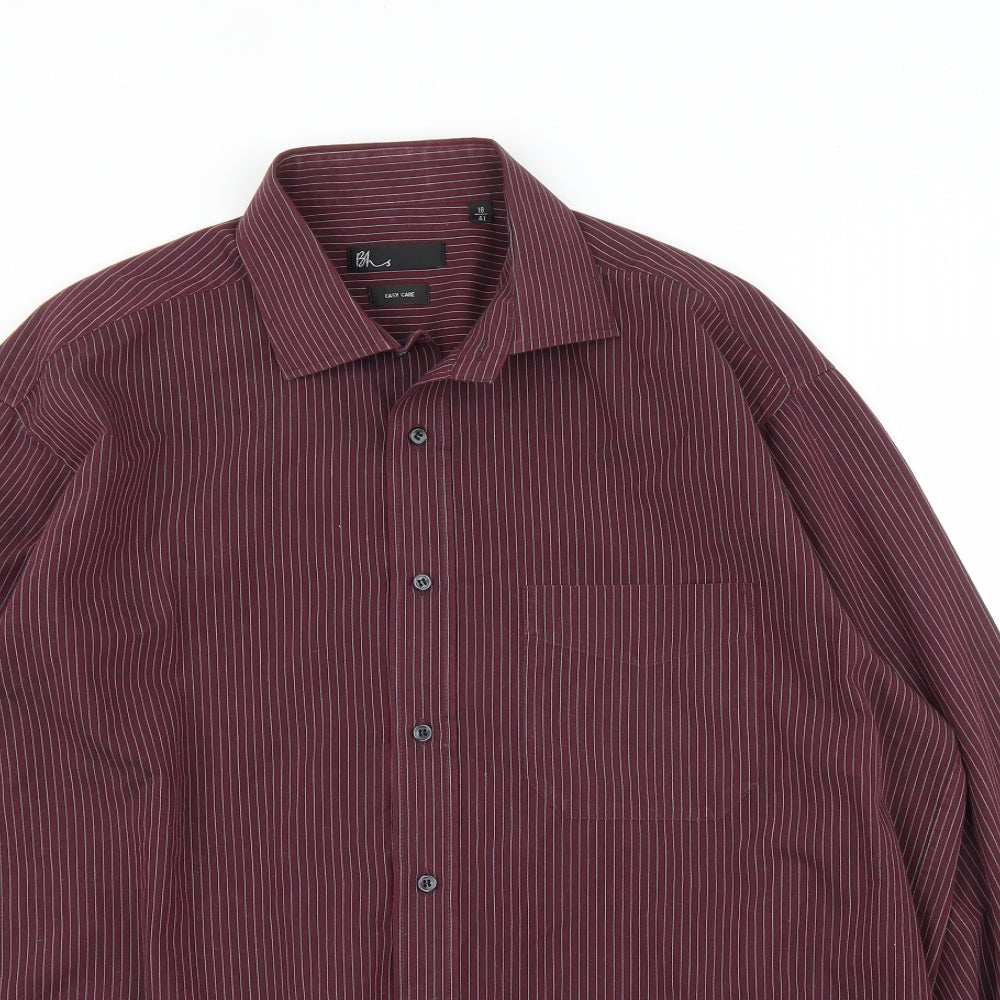 Mens UK Size 16 BHS Purple  Button-Up Long Sleeve Casual Shirt