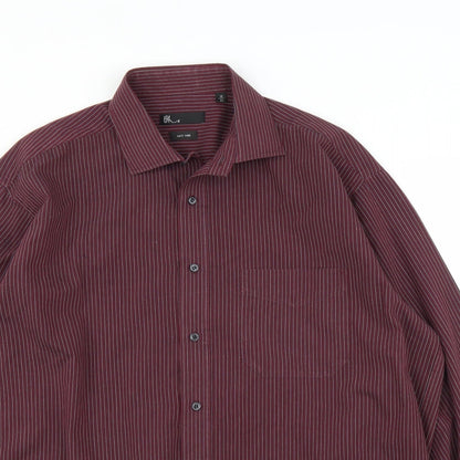 Mens UK Size 16 BHS Purple  Button-Up Long Sleeve Casual Shirt