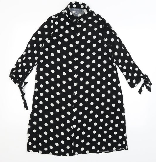 Primark Womens Black Polka Dot  Shirt Dress  Size 4
