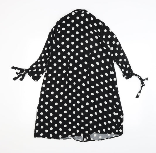 Primark Womens Black Polka Dot  Shirt Dress  Size 4