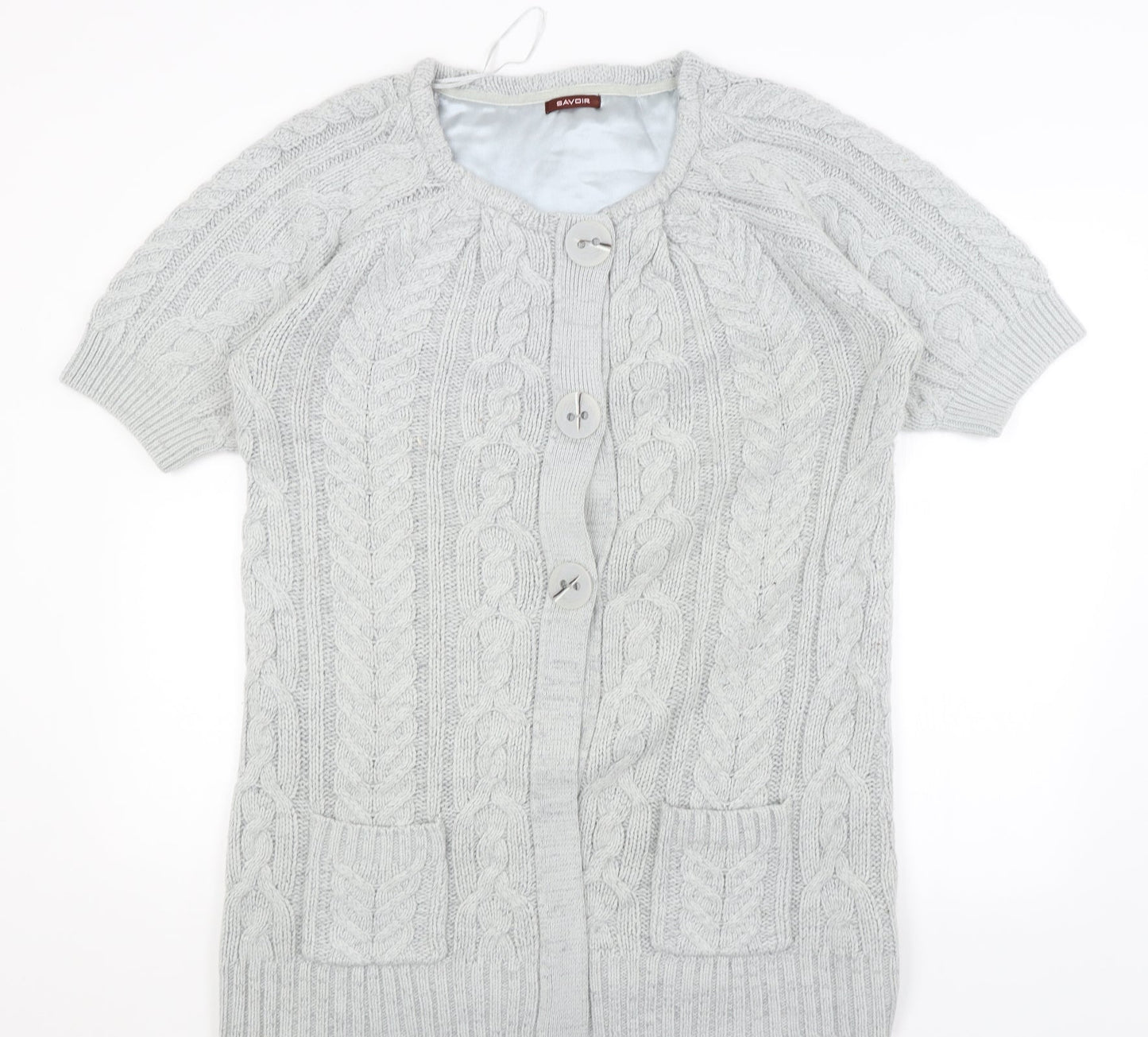 Womens UK Size M Savoir Grey Cardigan Jumper
