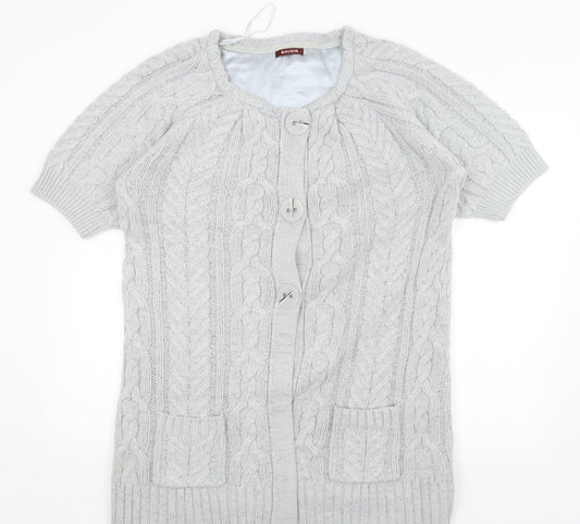 Womens UK Size M Savoir Grey Cardigan Jumper