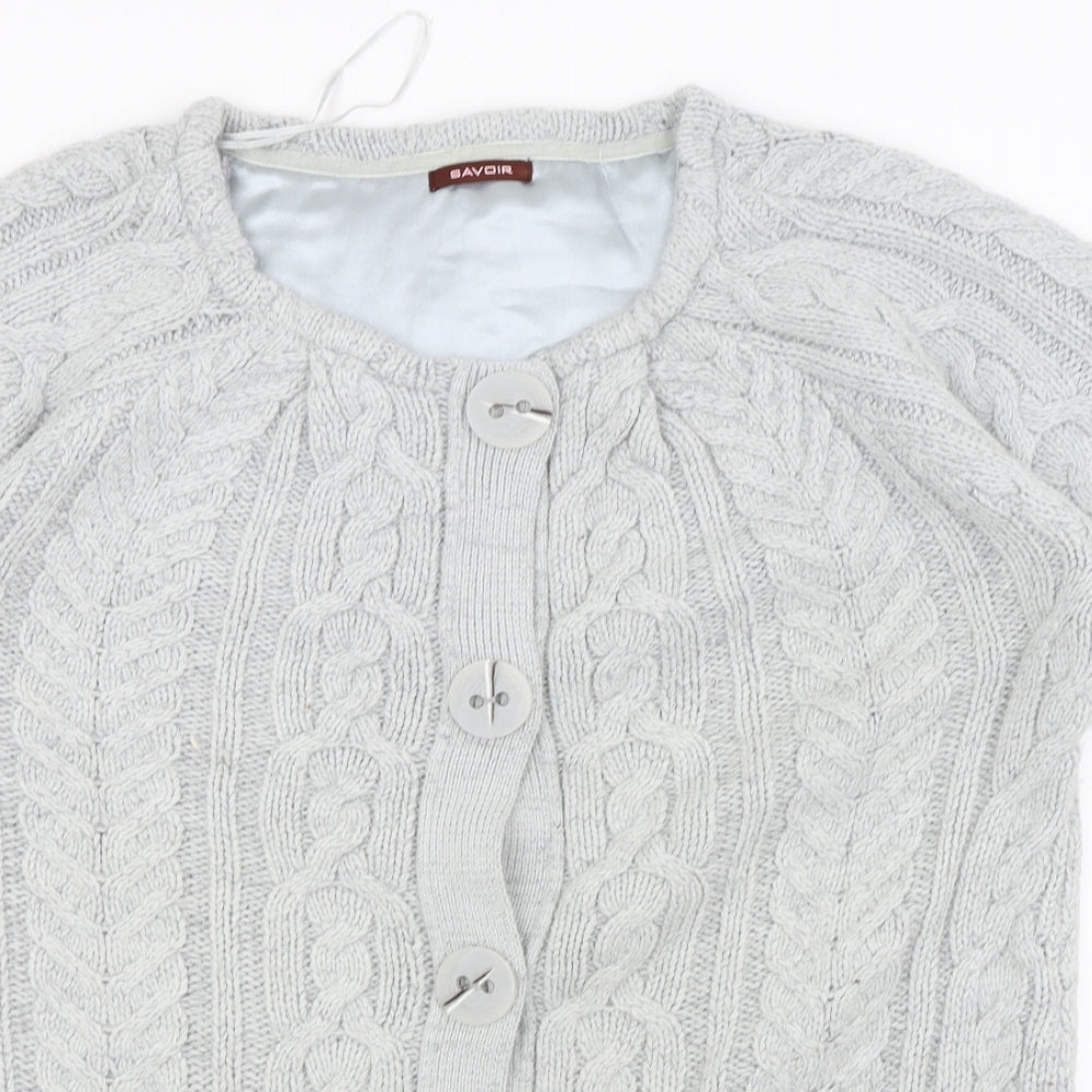 Womens UK Size M Savoir Grey Cardigan Jumper