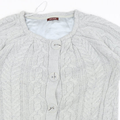 Womens UK Size M Savoir Grey Cardigan Jumper