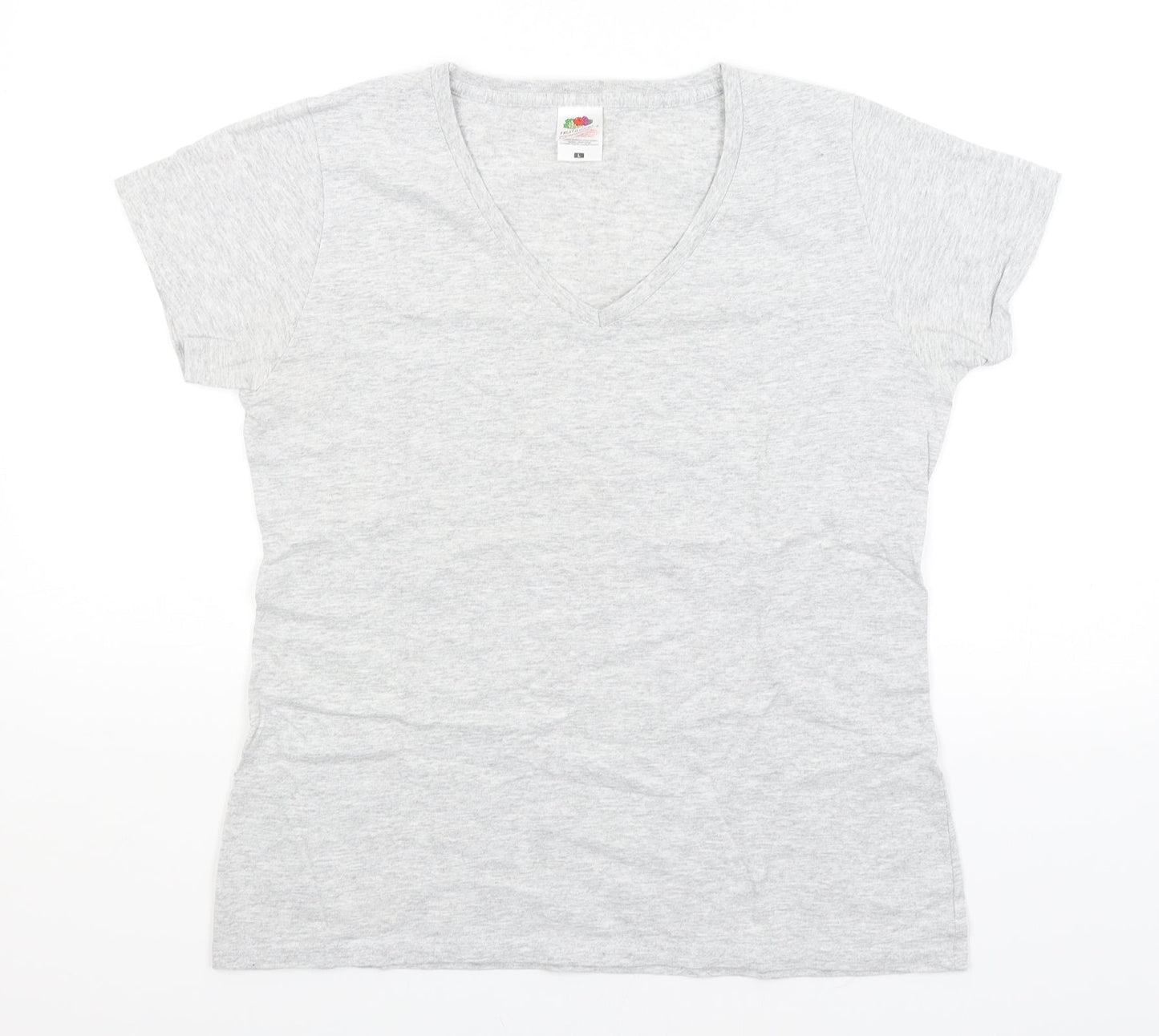 Womens UK Size L Fruit of the Loom Grey Basic T-Shirt