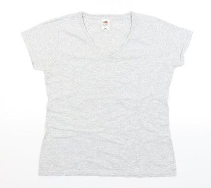 Womens UK Size L Fruit of the Loom Grey Basic T-Shirt
