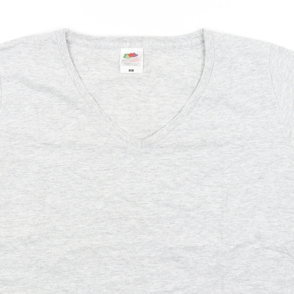 Womens UK Size L Fruit of the Loom Grey Basic T-Shirt