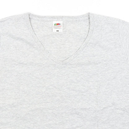 Womens UK Size L Fruit of the Loom Grey Basic T-Shirt