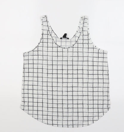 Atmosphere Womens White Check  Basic Tank Size 12