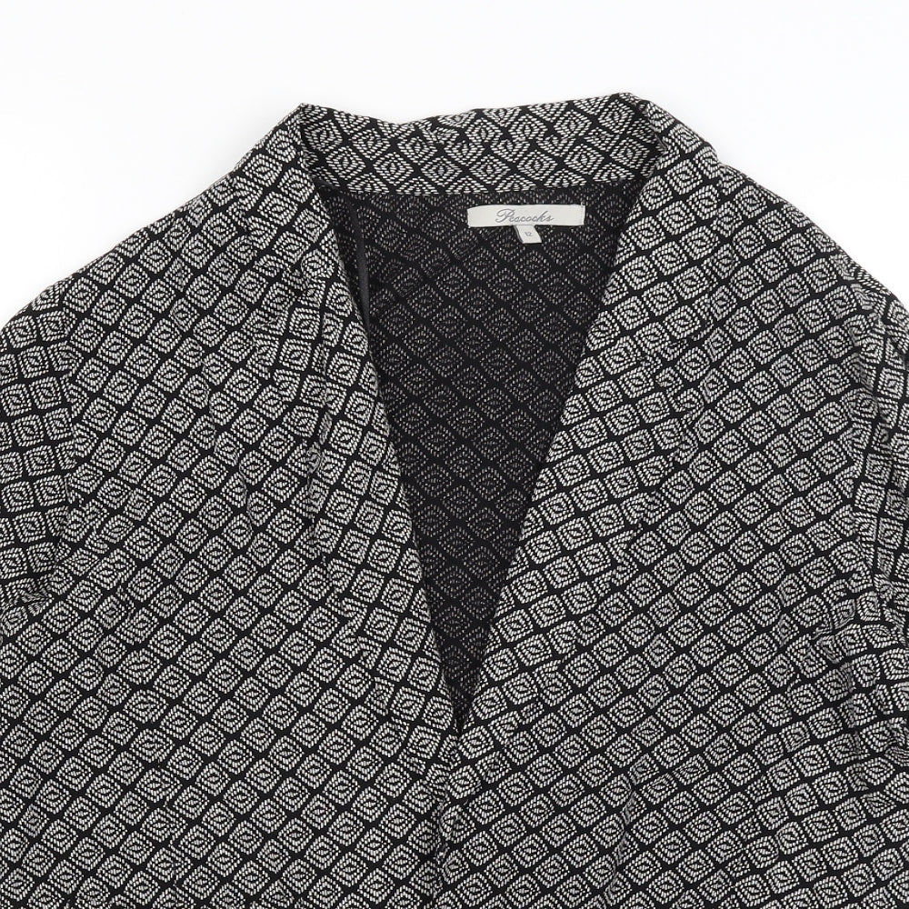 Peacocks Womens Black Geometric  Jacket Blazer Size 12