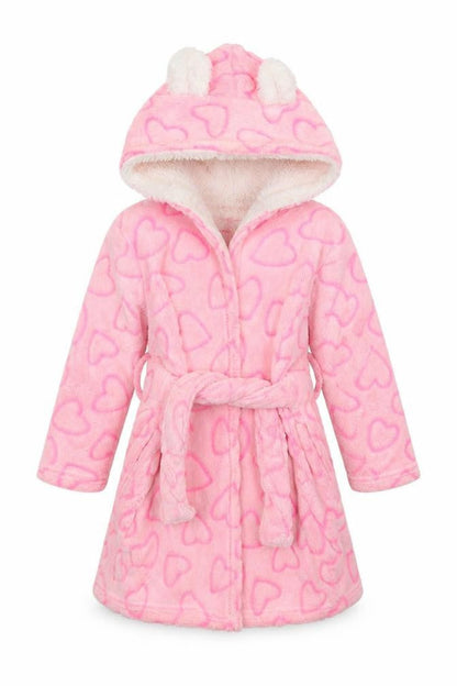 Young Dimension Girls Pink Solid Fleece Kimono Robe Size 3-4 Years
