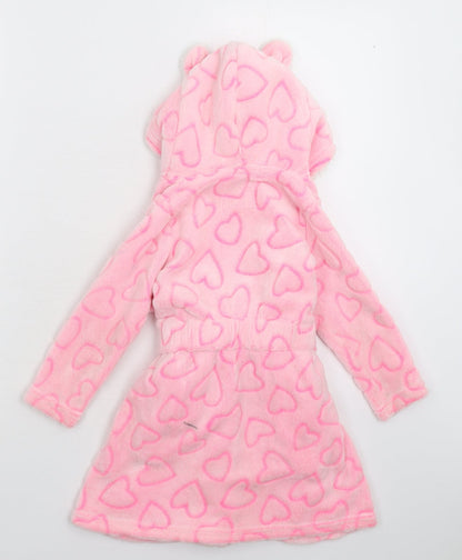 Young Dimension Girls Pink Solid Fleece Kimono Robe Size 3-4 Years