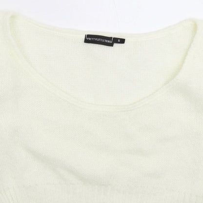 PRETTYLITTLETHING Womens White  Knit Pullover Jumper Size S