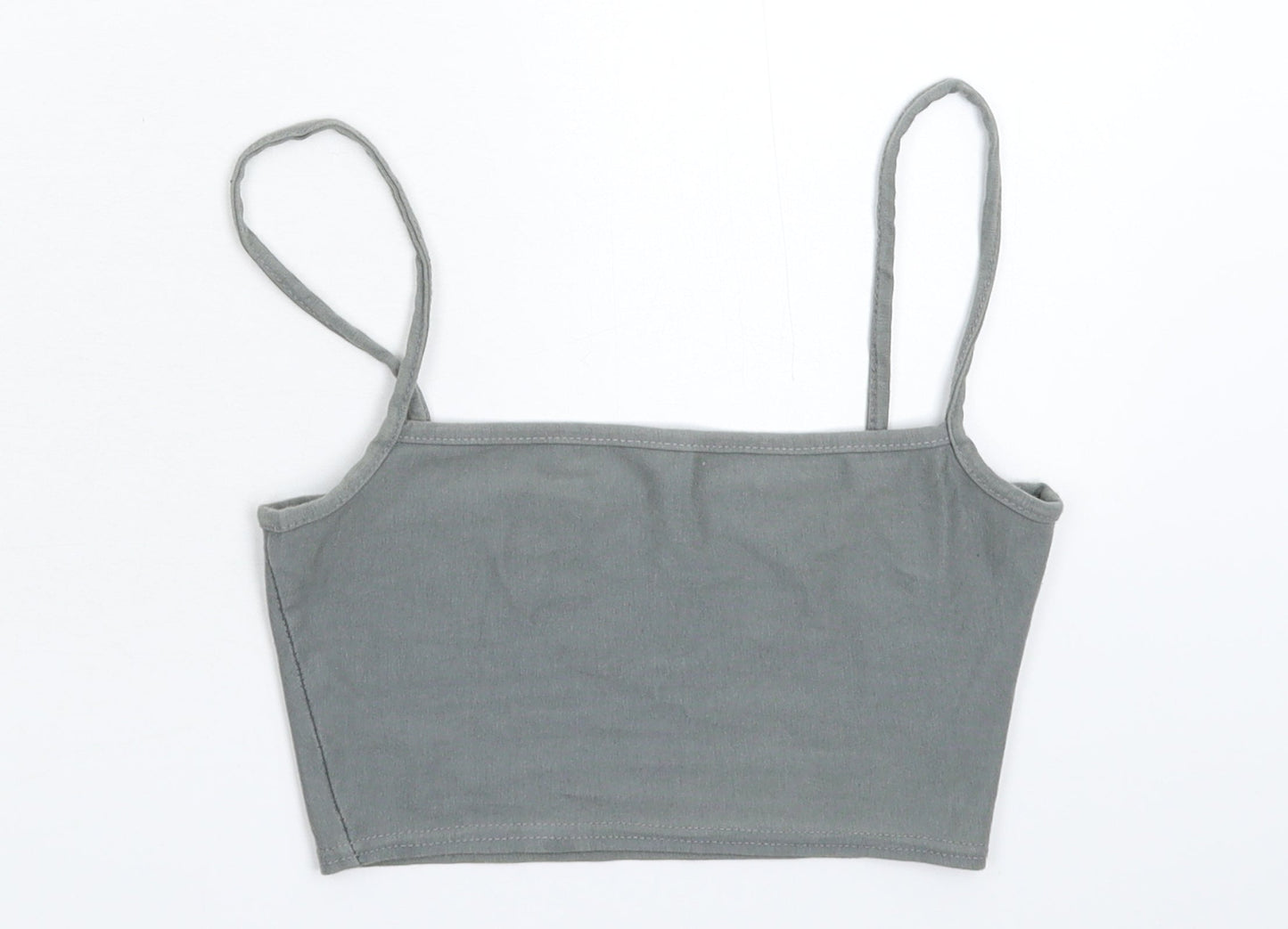 Womens UK Size 4 PRETTYLITTLETHING Grey Cropped Tank