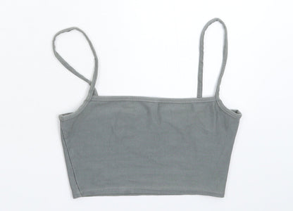 Womens UK Size 4 PRETTYLITTLETHING Grey Cropped Tank