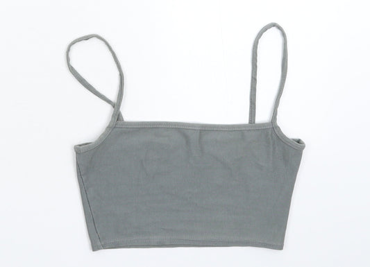 Womens UK Size 4 PRETTYLITTLETHING Grey Cropped Tank