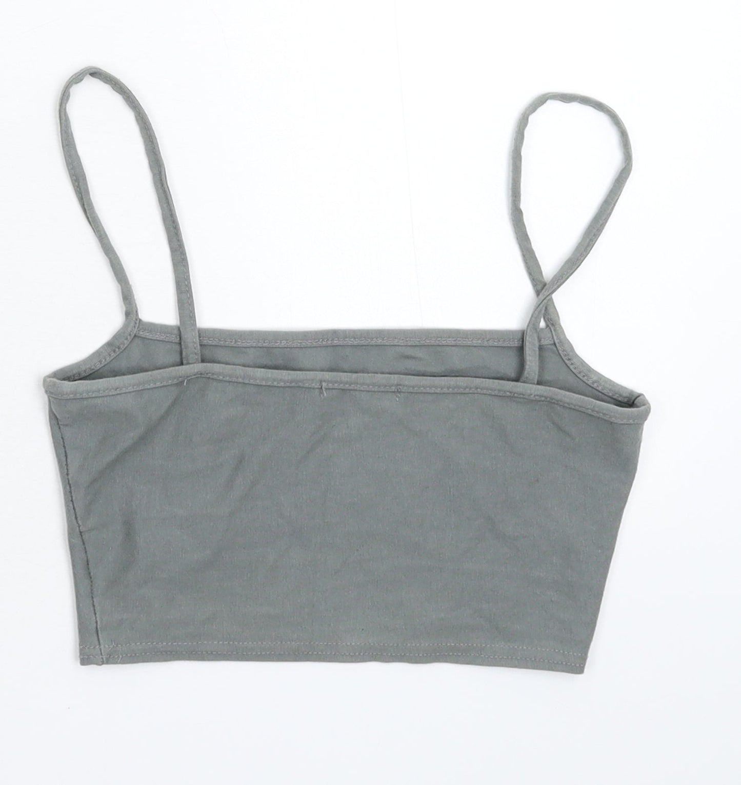 Womens UK Size 4 PRETTYLITTLETHING Grey Cropped Tank