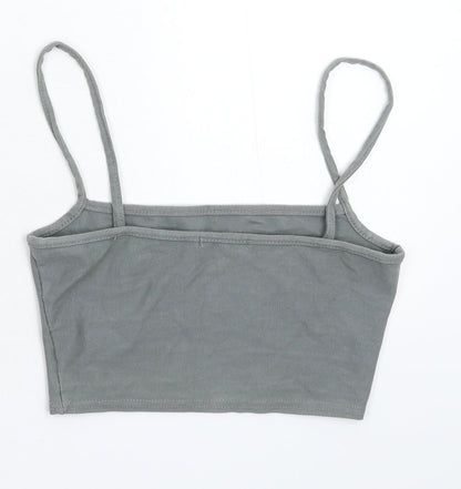 Womens UK Size 4 PRETTYLITTLETHING Grey Cropped Tank