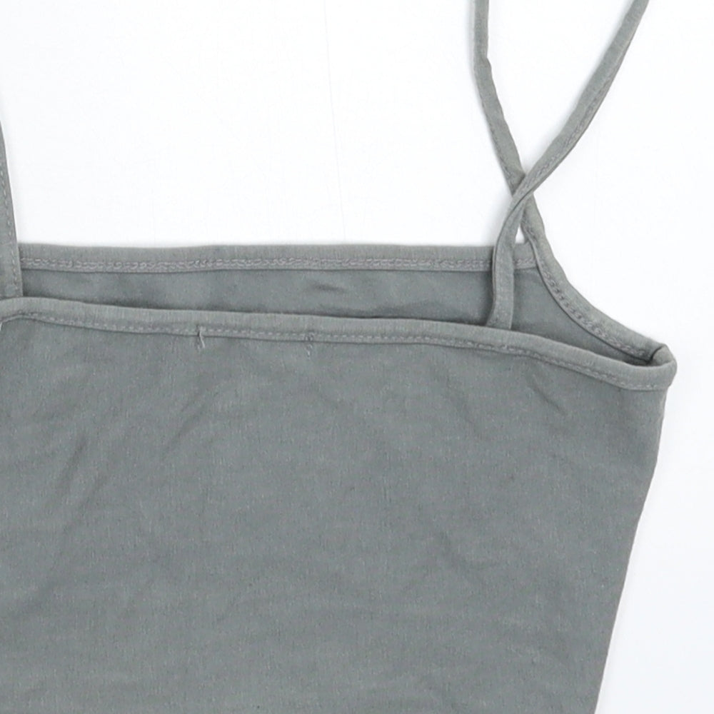 Womens UK Size 4 PRETTYLITTLETHING Grey Cropped Tank