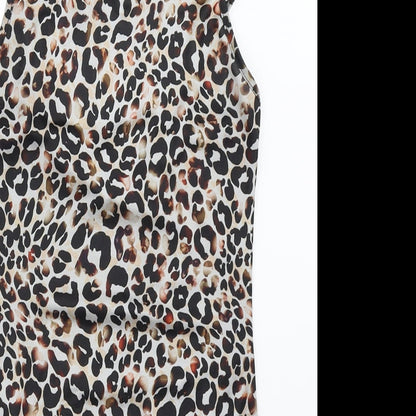 Miss Selfridge Womens Beige Animal Print  Basic Blouse Size 8  - bodysuit