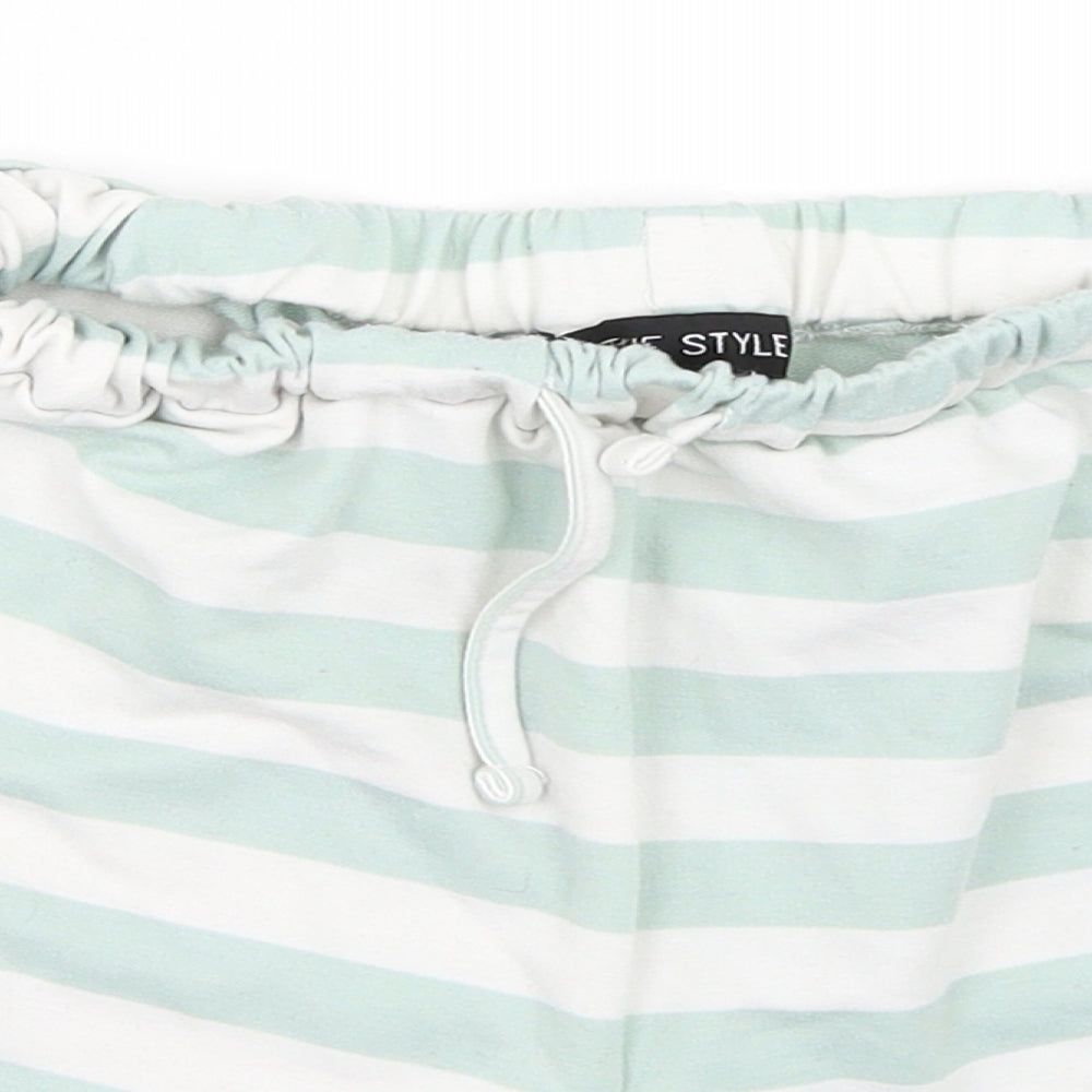 In the Style Womens Green Striped  Hot Pants Shorts Size 12