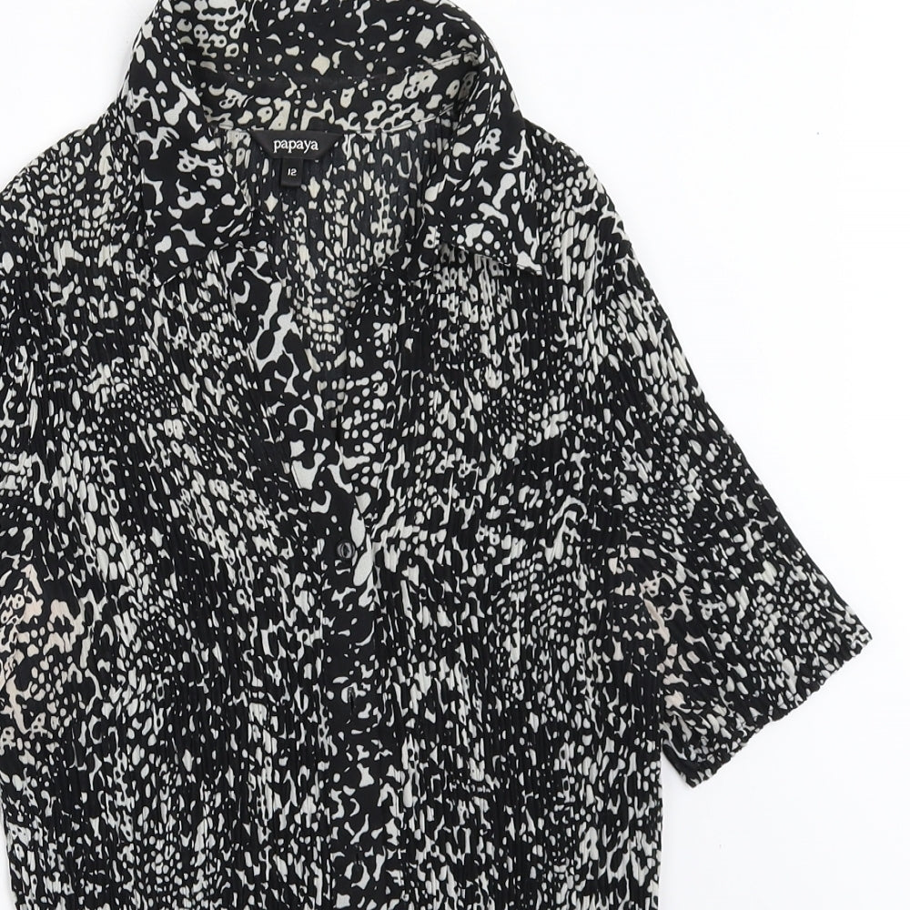 Papaya Womens Black   Basic Button-Up Size 12