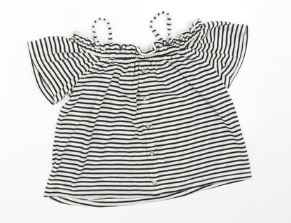 NEXT Girls Ivory Striped  Basic Blouse Size 6 Years