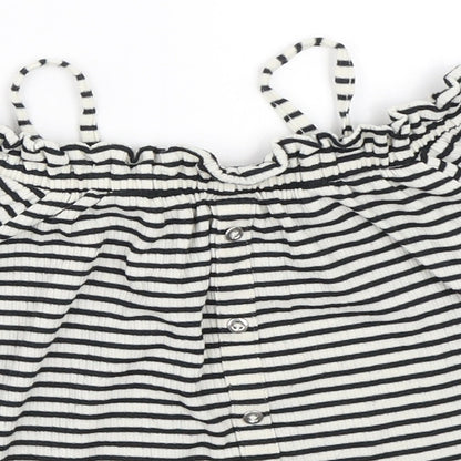 NEXT Girls Ivory Striped  Basic Blouse Size 6 Years