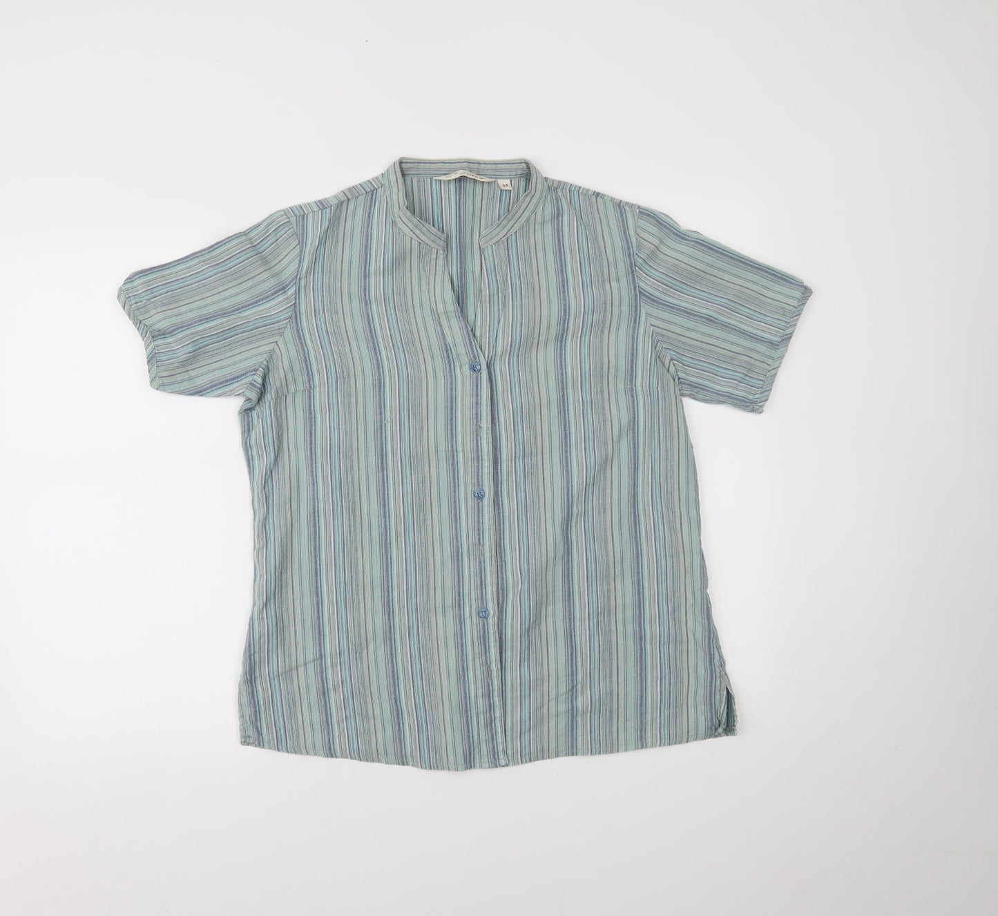 EWM Womens Black Striped  Basic Button-Up Size 16