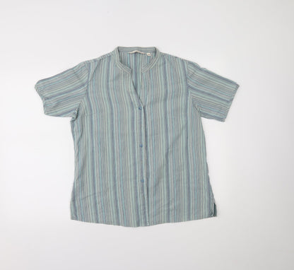 EWM Womens Black Striped  Basic Button-Up Size 16