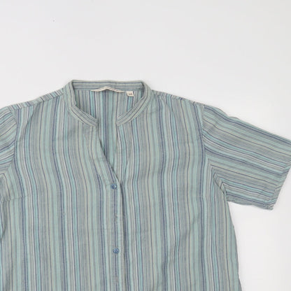 EWM Womens Black Striped  Basic Button-Up Size 16