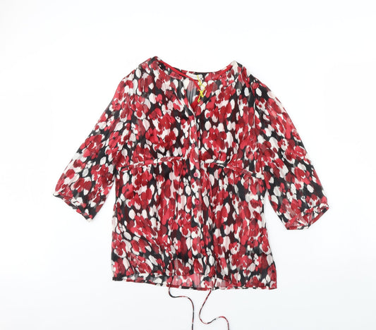 Minuet Womens Red Polka Dot  Basic Blouse Size 14