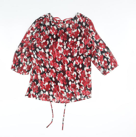 Minuet Womens Red Polka Dot  Basic Blouse Size 14