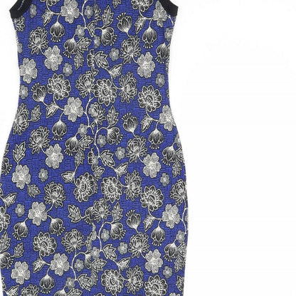 New Look Womens Blue Floral  Bodycon  Size 12