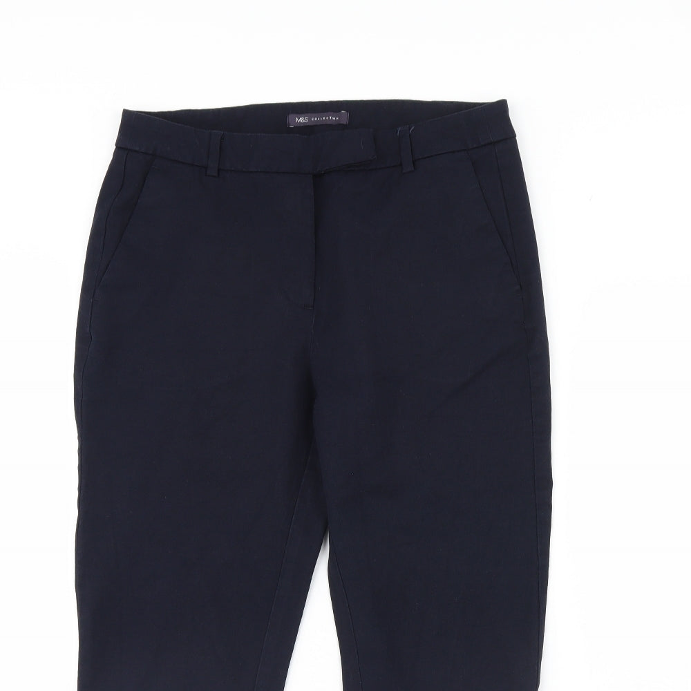 Womens UK Size 32 in M&S Regular Fit Cropped Blue Trousers