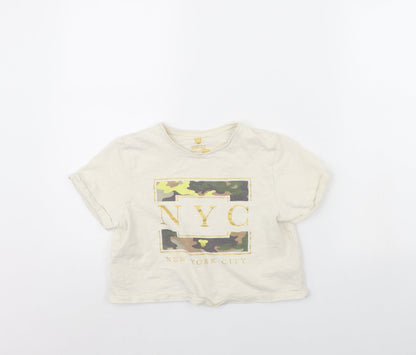 F&F Girls Beige   Cropped T-Shirt Size 10 Years  - nyc