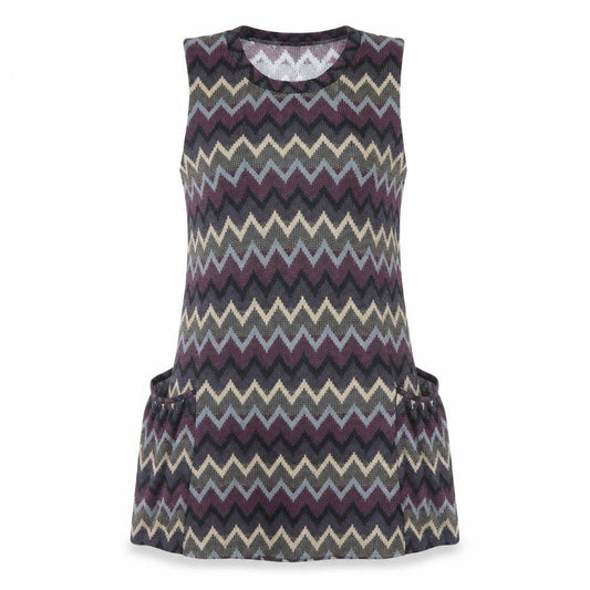 Front view of Izabel women’s purple geometric mini, size UK 8