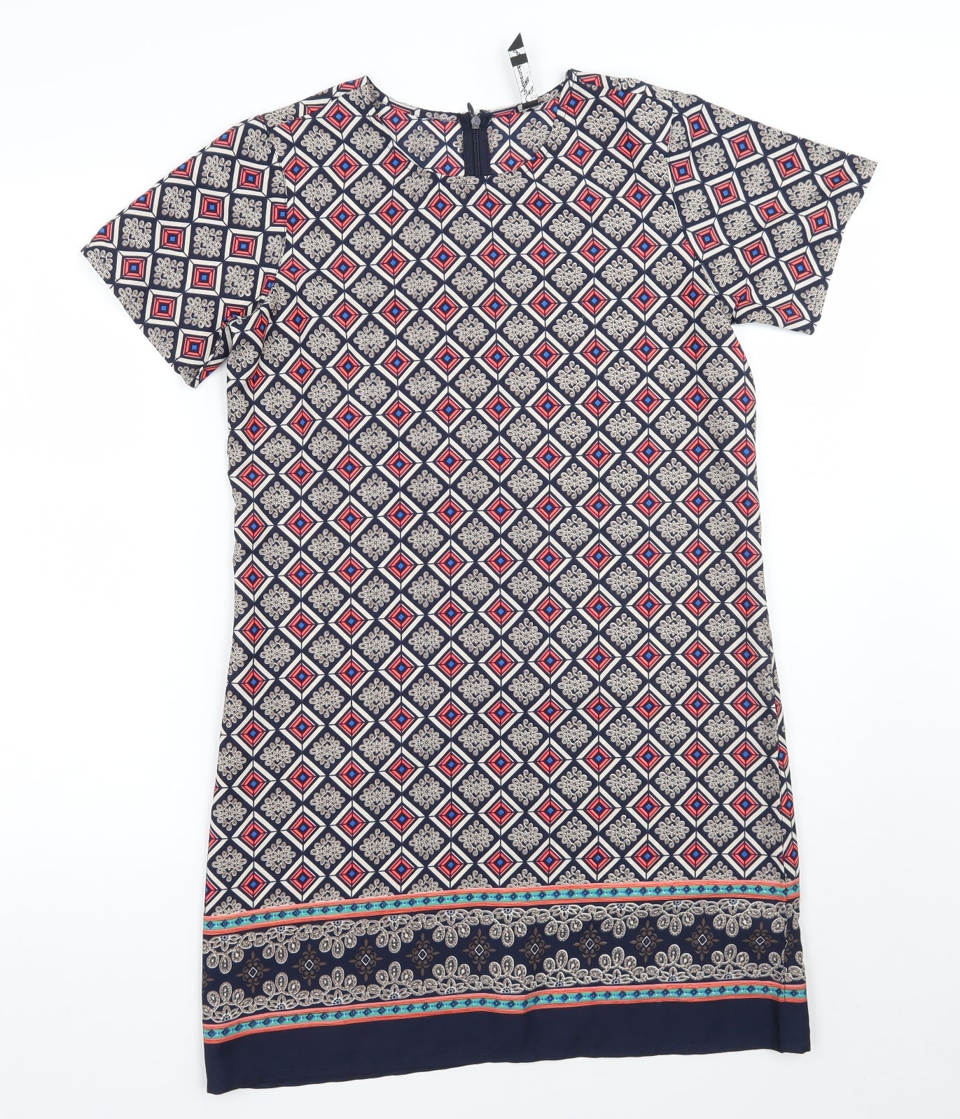 Influence Womens Blue Geometric  A-Line  Size 8