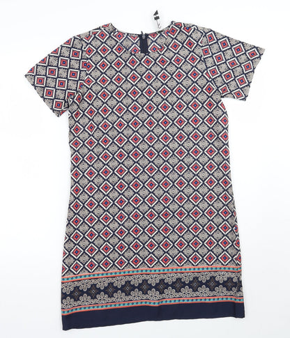 Influence Womens Blue Geometric  A-Line  Size 8