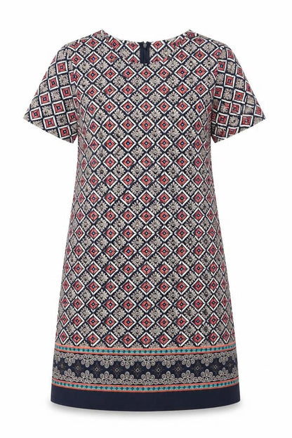 Influence Womens Blue Geometric  A-Line  Size 8