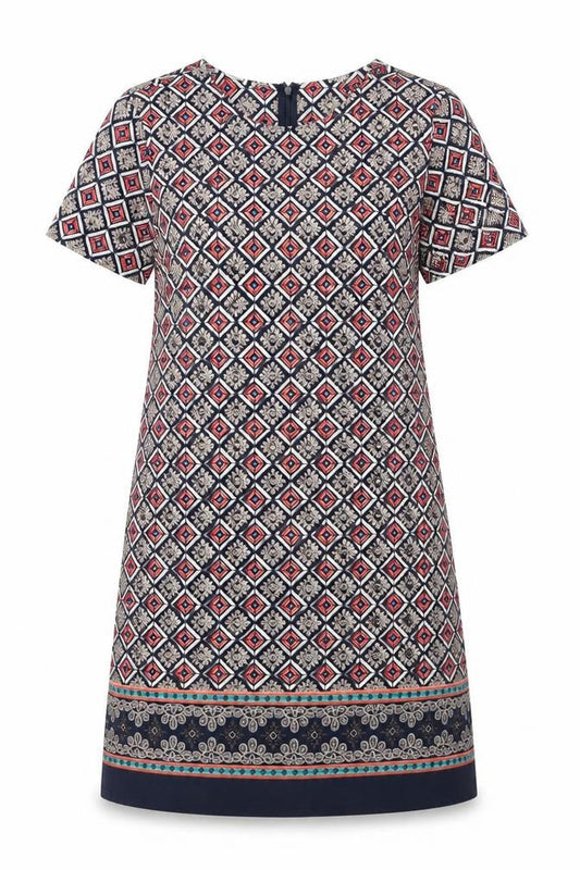 Influence Womens Blue Geometric  A-Line  Size 8