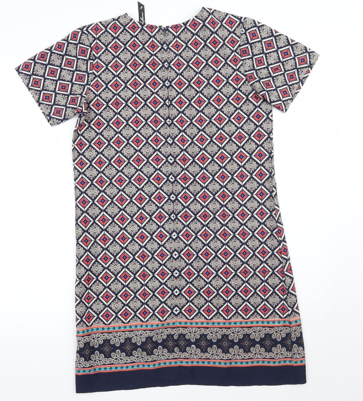 Influence Womens Blue Geometric  A-Line  Size 8