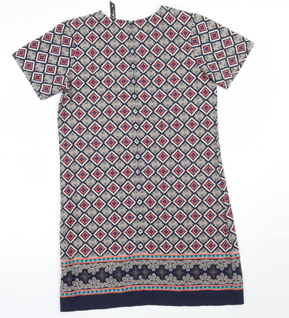 Influence Womens Blue Geometric  A-Line  Size 8